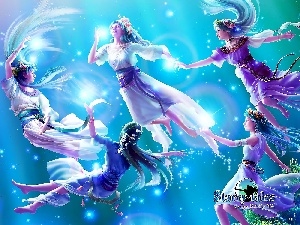 dance, Nymphs, graphics, Kagaya