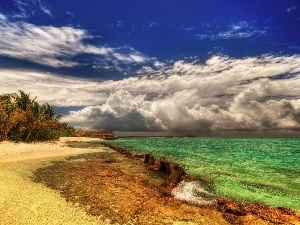 dark, tile, Sea, Beaches, clouds, Green