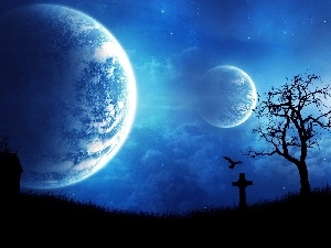 Planet, dark, cemetery