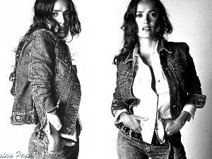 Denim, katana, Salma Hayek