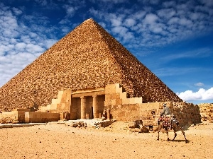 Desert, Pyramid, Sky, clouds