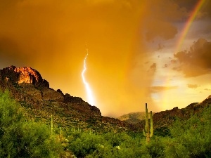 Desert, sun, thunderbolt, west