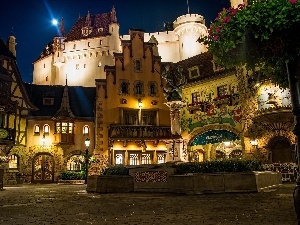 USA, Disneyland, market, Town, California, Night, Houses