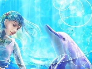 Necklace, dolphin, girl