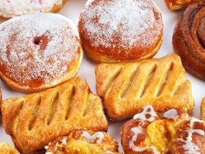 donuts, danishes, sweet, Roll