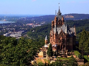 Drachenburg, town, Beauty, panorama