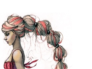 Drawing, pony, Women, Hair