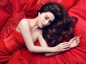 Black, dress, Fan Bingbing, Hair, red hot