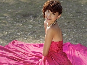 dress, Pink, Agnes Lim, Asian