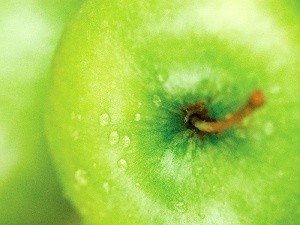 drops, tail, green ones, Apple