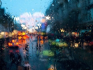 Rain, drops, Town