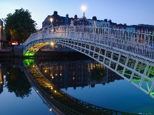 Dublin, bridge, River, Ireland, Houses