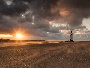 east, clouds, Lighthouse, sun, maritime