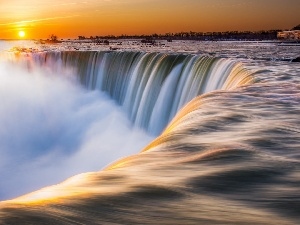 River, Fog, waterfall, Great Sunsets, Niagara Falls
