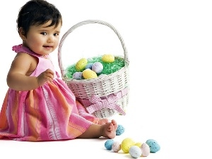basket, eggs, girl