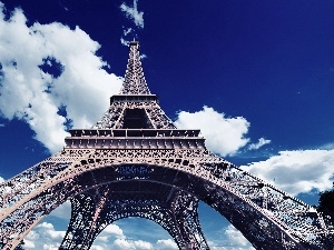 Eiffla Tower, France, clouds, Paris