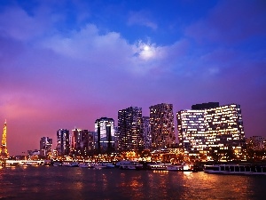 Eiffla, tower, Paris, evening