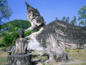 Elephant, stone, statues, Garden