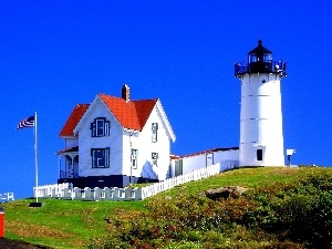 elevation, house, Lighthouse, Sky, maritime