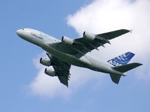 Engines, Sky, plane, Airbus A380