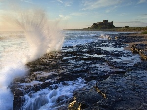 England, sea, Castle, Bamburgh