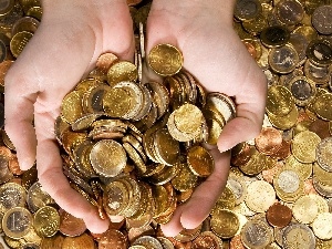 coin, Euro, handful