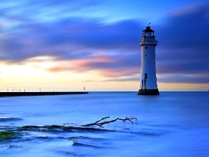 sea, evening, Lighthouses