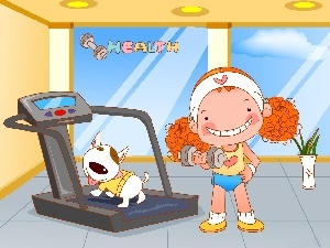 Exercises, wrestling, Kid, dog
