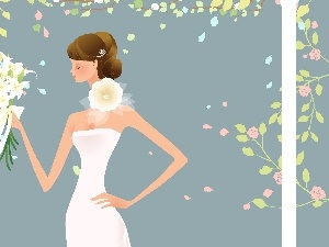 expectation, bouquet, lady, graphics, young