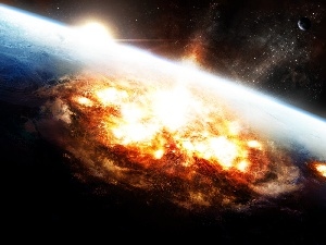 hit, explosion, Planet