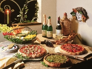 Wines, Extras, pizza