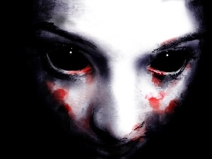 Eyes, bloody, face, Womens