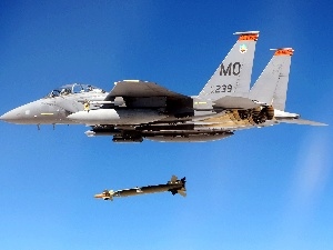 F-15E Strike Eagle, rocket, Jet