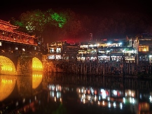 Feng Huang, Town, Night, China, Ancient