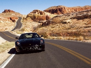 Ferrari, Black, Desert, Way