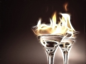 Flames, glasses