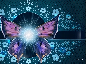 graphics, flash, sun, Flowers, luminosity, butterfly, ligh