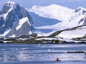 floe, peaks, Ocean, Mountains, Antarctica, Snowy