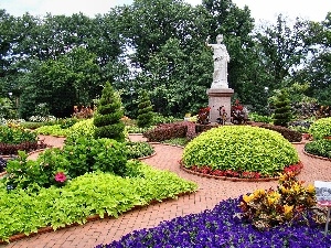 Flower-beds, Statue monument, Park