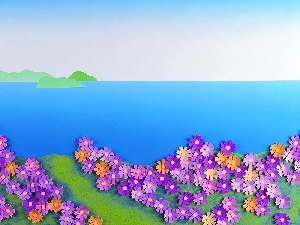 Flowers, Papier Art, landscape