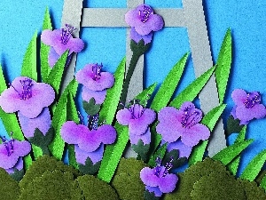 Flowers, Papier Art, purple