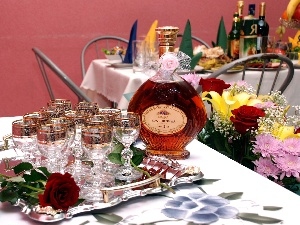Flowers, glasses, cognac, armenian