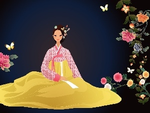 Flowers, popular, Japanese, costume