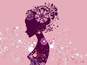 Pink, Flowers, Women