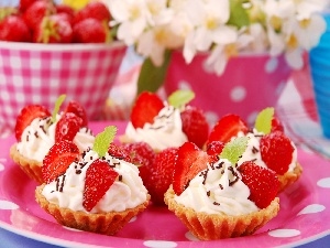 Strawberry, Flowers, Muffins