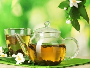 Flowers, cup, tea, jug