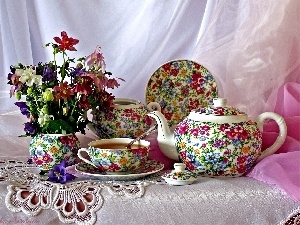 tea, Flowers, service