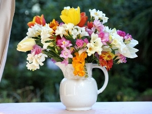 flowers, bouquet, White, Vase