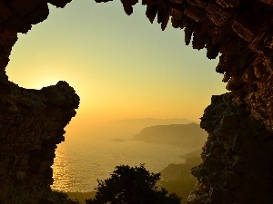 lake, Fog, cave