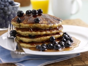 blueberries, fork, delicacy